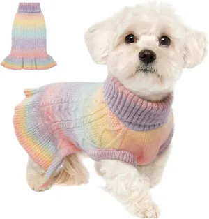 LeLePet Dog Sweater Turtleneck Knitwear Sweatshirt Cable Knit Warm Dress for Small Medium Large Dogs Puppy Fall Clothes, Chihuahua, XS
