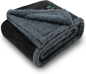 Luciphia Waterproof Blanket for Large Dogs Liquid Proof Furniture Protector Washable Pet Reversible Bed Cover for Couch Soft Sherpa Fleece Cat Blanket for Small Medium Grey Medium57" x 40"