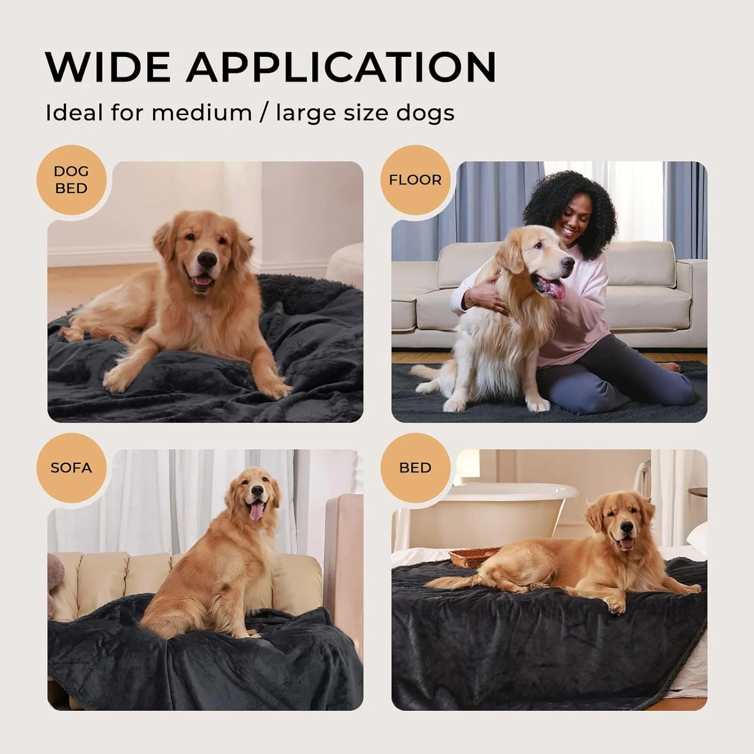 Luciphia Waterproof Blanket for Large Dogs Liquid Proof Furniture Protector Washable Pet Reversible Bed Cover for Couch Soft Sherpa Fleece Cat Blanket for Small Medium Grey Medium57" x 40"
