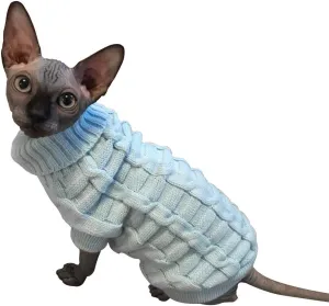 LUCKSTAR Cable Knit Turtleneck Sweater - Cats Sweater Pullover Knitted Clothes Pet Sweater for Small Dogs & Cats Kitten Kitty Chihuahua Teddy Knitwear Cold Weather Outfit (XXL)