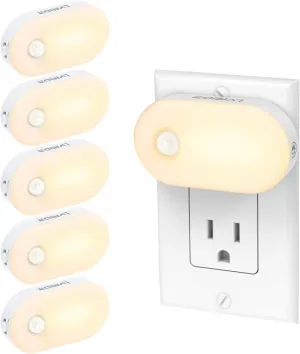 Lyridz Motion Sensor Night Light, Superior Bright 1-120LM Plug-in Nightlight Mini Smart Warm White LED Light with Stepless Adjustable Brightness for Bedroom, Kitchen, Stairs, Hallway, 6 Pack