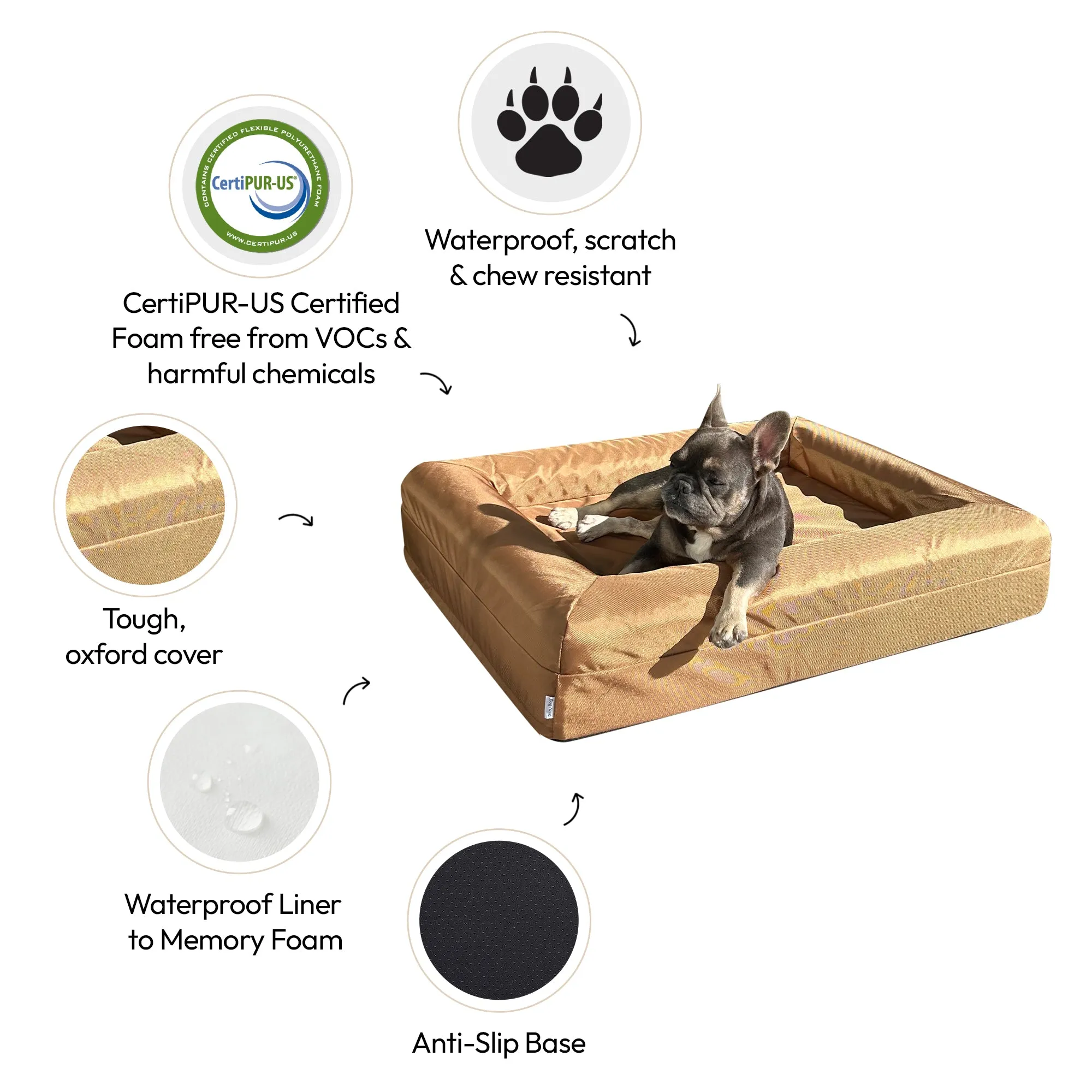 Memory Foam Dog Bed - Armour Hamilton Brown
