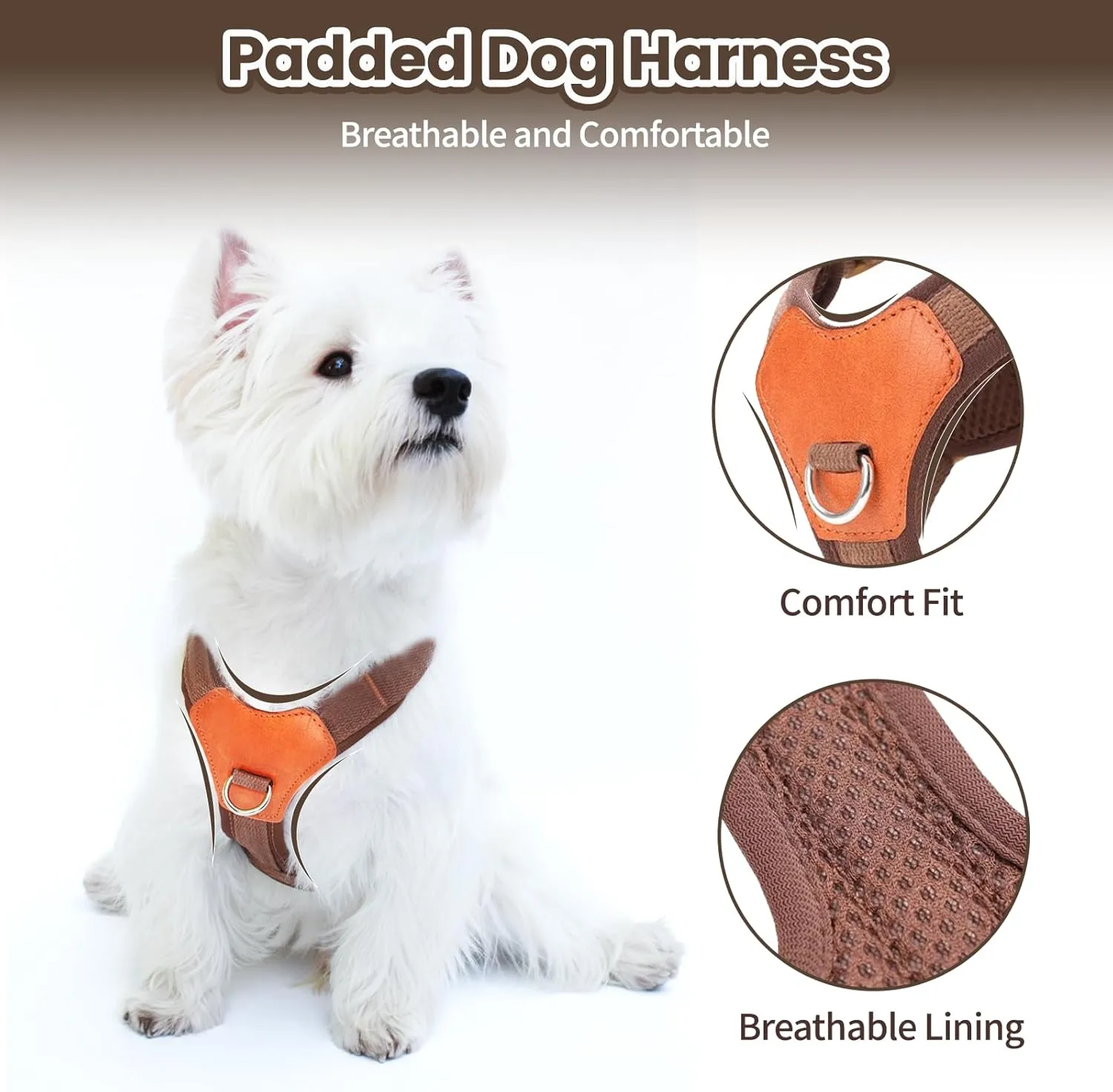 No-Pull No-Choke Dog Harness and Leash Set - Adjustable Soft Padded Vest, Lightweight Retro Design for Small Medium Dogs and Puppies, Easy Control and Comfortable Walk (Blue, M)