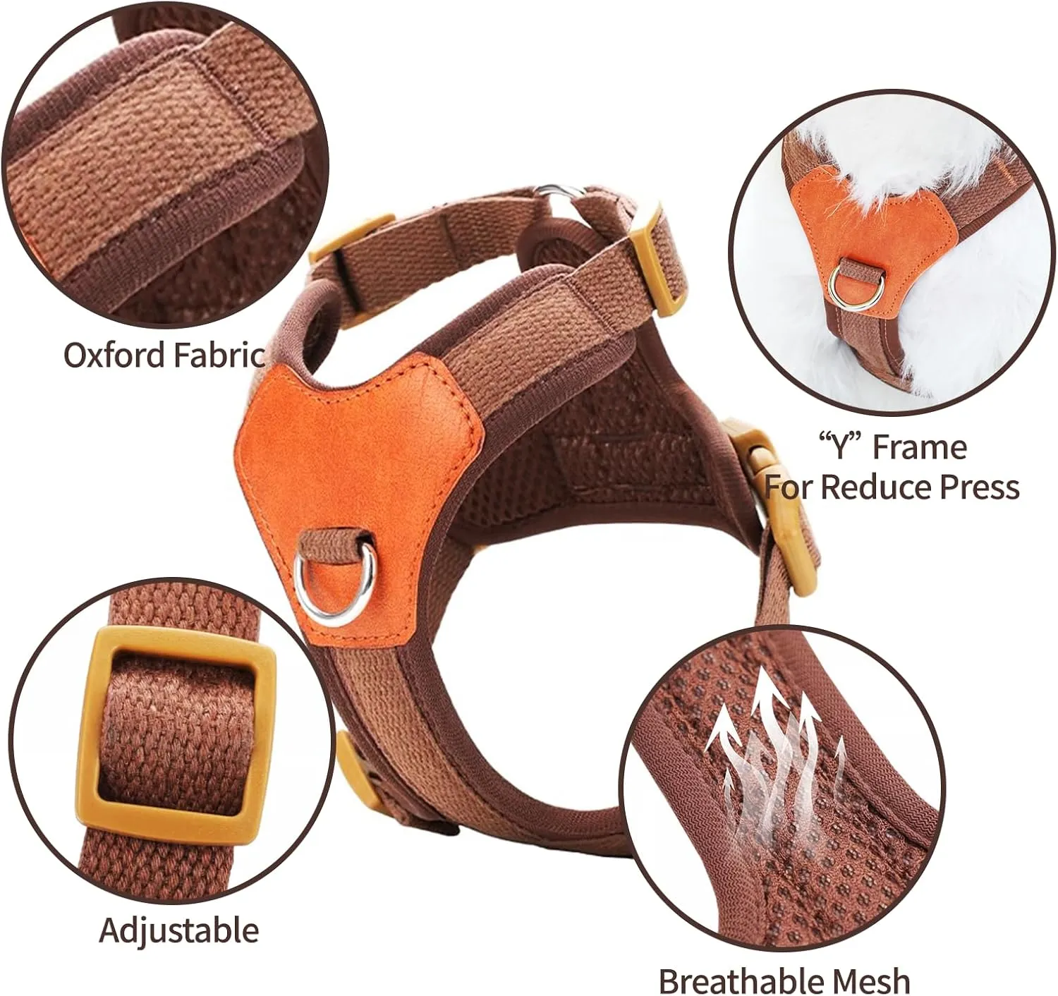 No-Pull No-Choke Dog Harness and Leash Set - Adjustable Soft Padded Vest, Lightweight Retro Design for Small Medium Dogs and Puppies, Easy Control and Comfortable Walk (Blue, M)