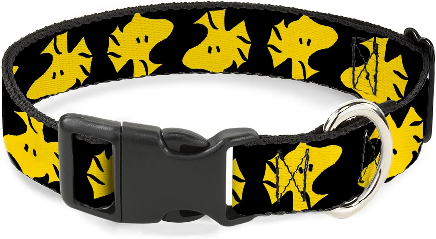 Peanuts Worldwide LLC Pet Collar, Dog Collar Plastic Buckle, Peanuts Woodstock Face Flip Black Yellow, 16 to 23 Inches 1.5 Inch Wide