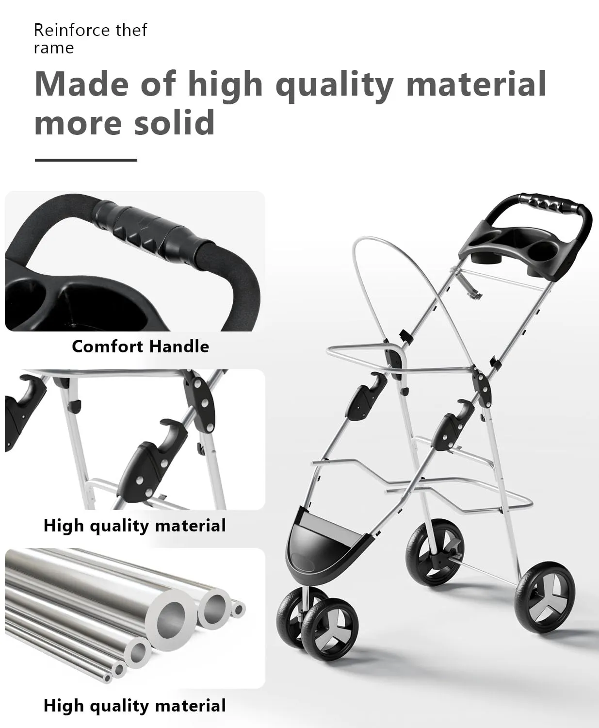 Pet Stroller with 3 Wheels for Small/Medium Pets, Portable Travel Foldable Carrier Jogger for Dog Cat Puppy Kitty, Rear Wheel Breaks, Storage Basket, Visible Mesh with Weather Cover (Black)