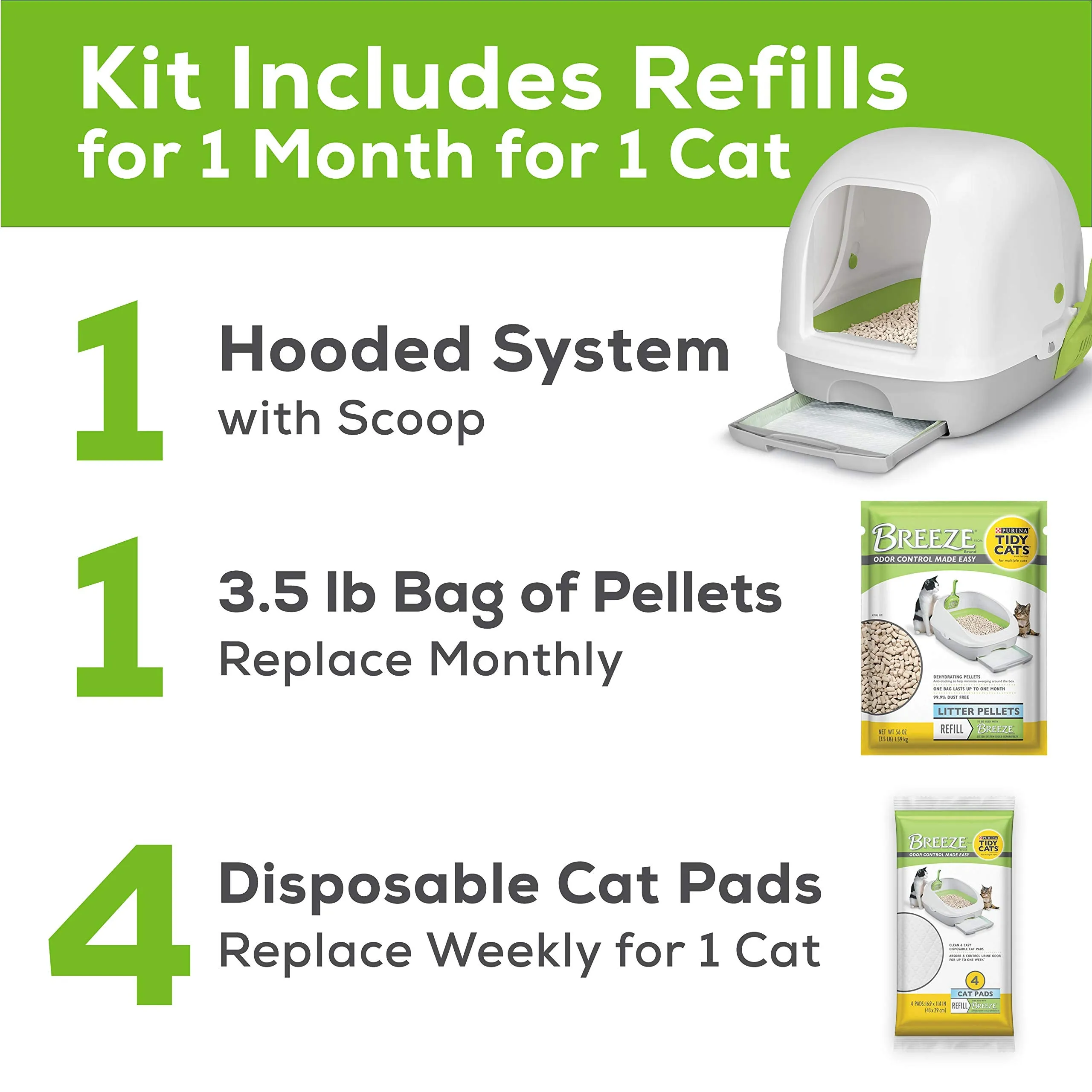 Purina Tidy Cats Breeze Hooded Non-Clumping Multiple Cat Litter Box System - Extra Large