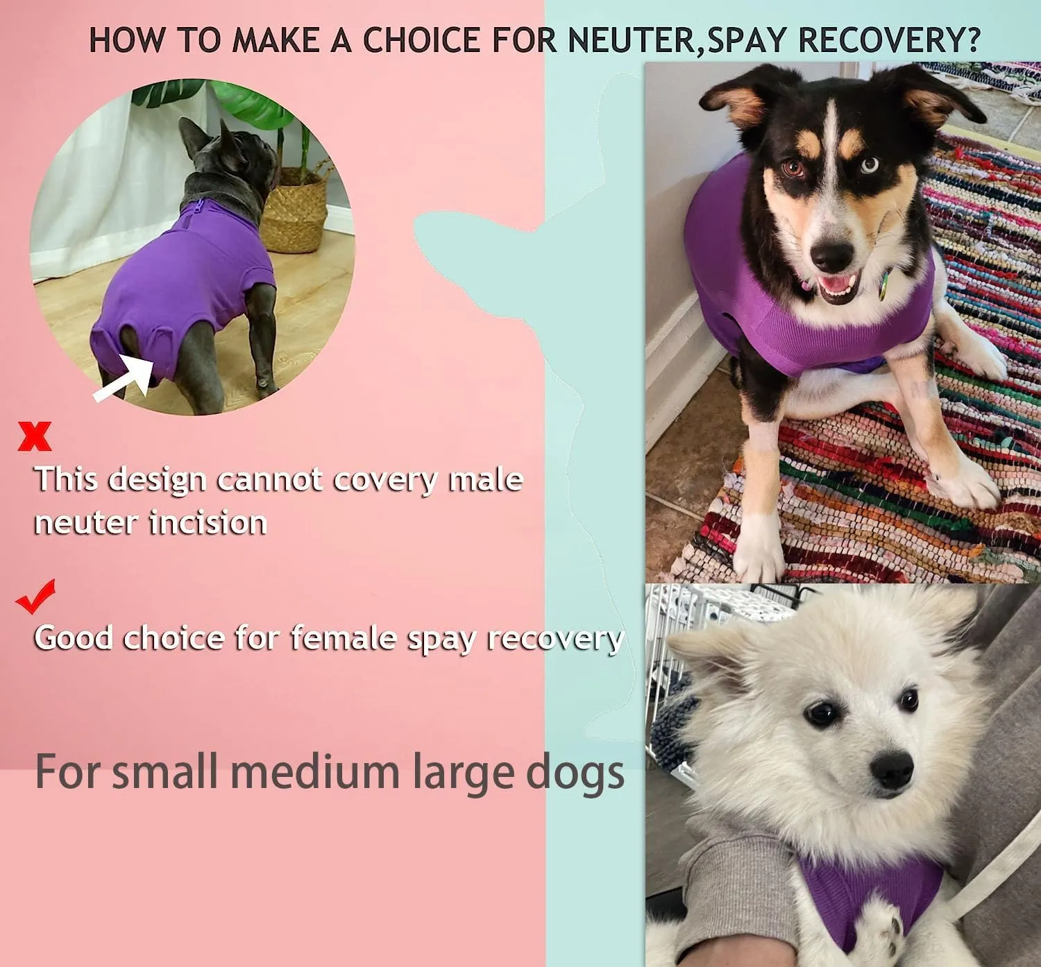 Recovery Suit for Dogs,Dog Cone Alternative Zipper Surgery Suit Female Spay,Soft Dog Surgery Suit for Anti Licking,Breathable Surgical Suit for Dogs Female Spay
