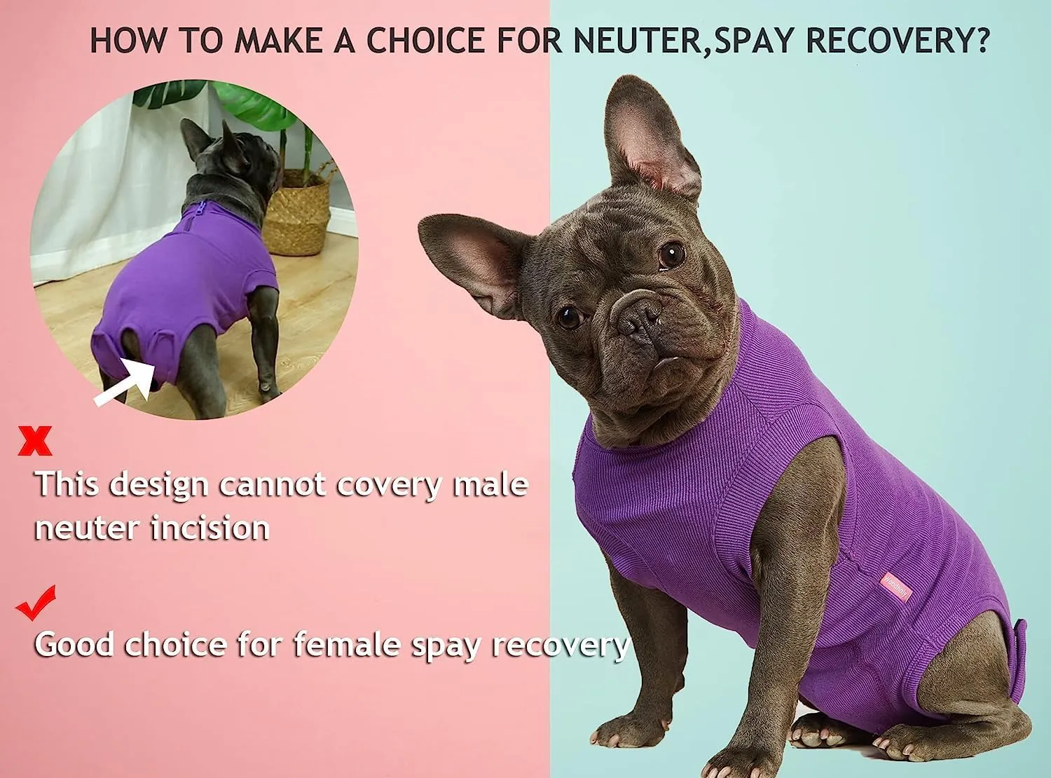Recovery Suit for Dogs,Dog Cone Alternative Zipper Surgery Suit Female Spay,Soft Dog Surgery Suit for Anti Licking,Breathable Surgical Suit for Dogs Female Spay