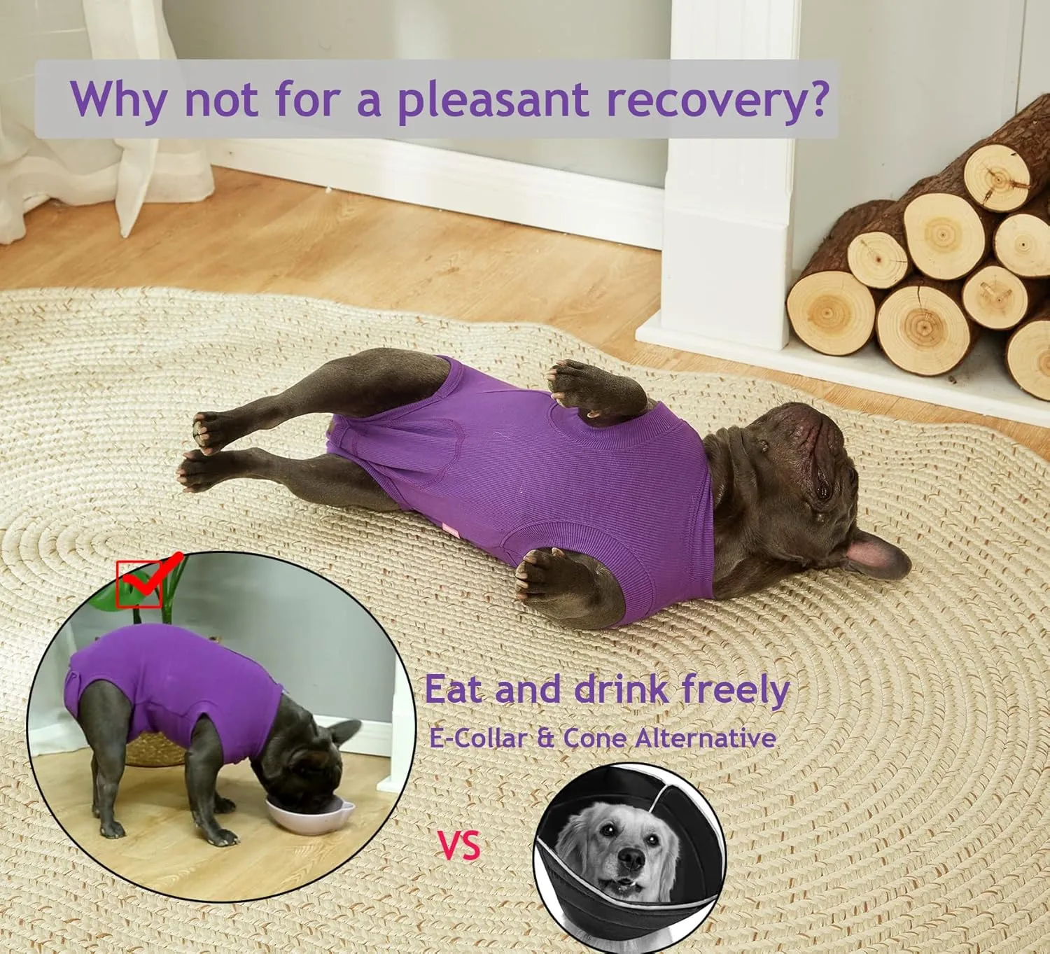 Recovery Suit for Dogs,Dog Cone Alternative Zipper Surgery Suit Female Spay,Soft Dog Surgery Suit for Anti Licking,Breathable Surgical Suit for Dogs Female Spay