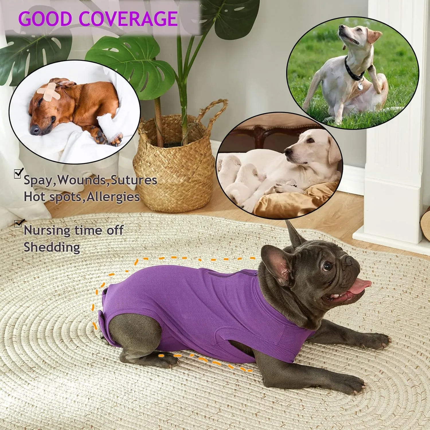 Recovery Suit for Dogs,Dog Cone Alternative Zipper Surgery Suit Female Spay,Soft Dog Surgery Suit for Anti Licking,Breathable Surgical Suit for Dogs Female Spay