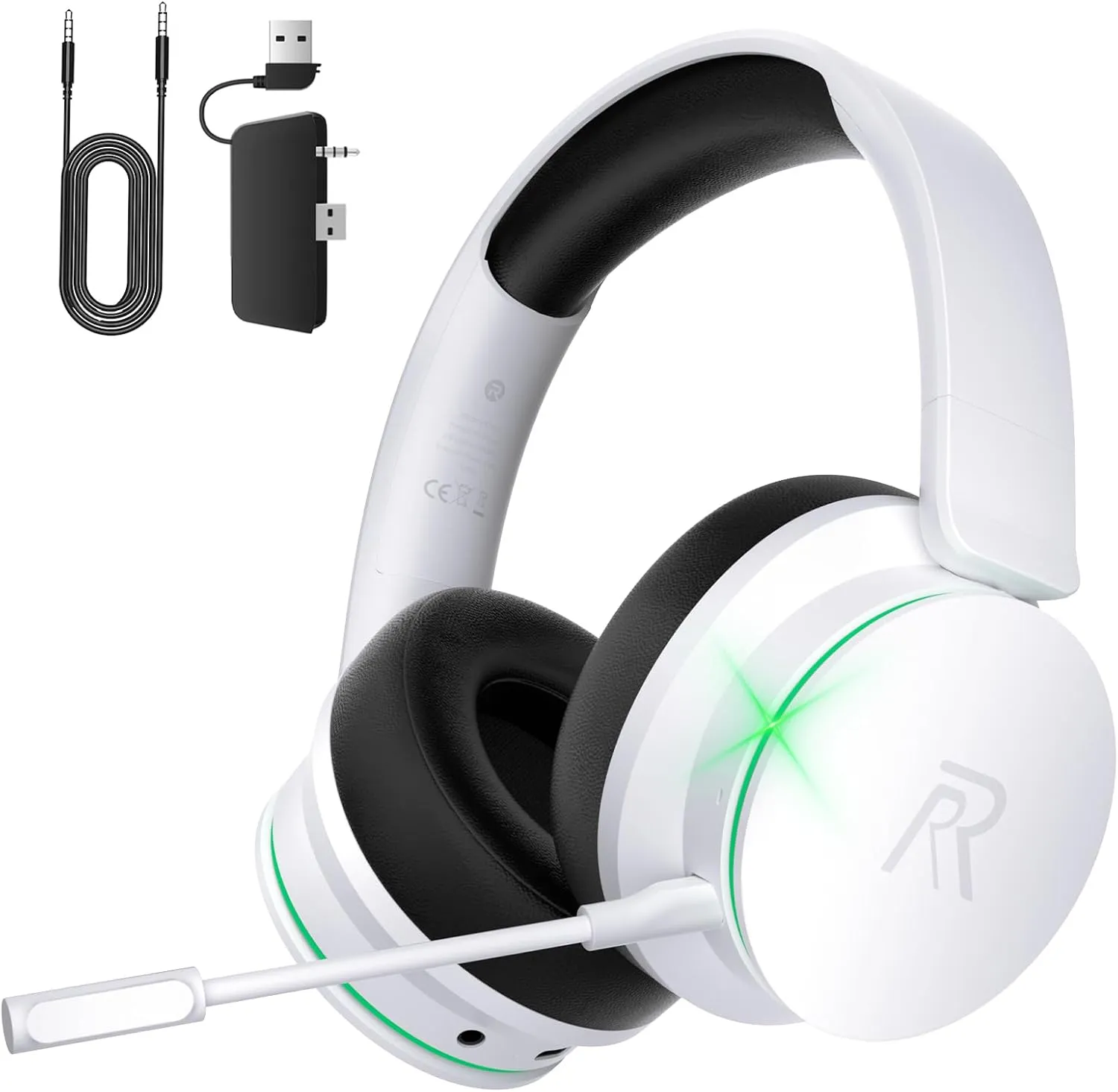 RYR Wireless Gaming Headset for Xbox Series X|S, Xbox One, PS5, PS4, Mac, Bluetooth 5.3, 3D Surround Sound, Rotatable Earmuffs, Gaming Headphones with Noise Canceling Microphones-Blackwhite