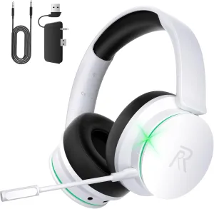 RYR Wireless Gaming Headset for Xbox Series X|S, Xbox One, PS5, PS4, Mac, Bluetooth 5.3, 3D Surround Sound, Rotatable Earmuffs, Gaming Headphones with Noise Canceling Microphones-Blackwhite