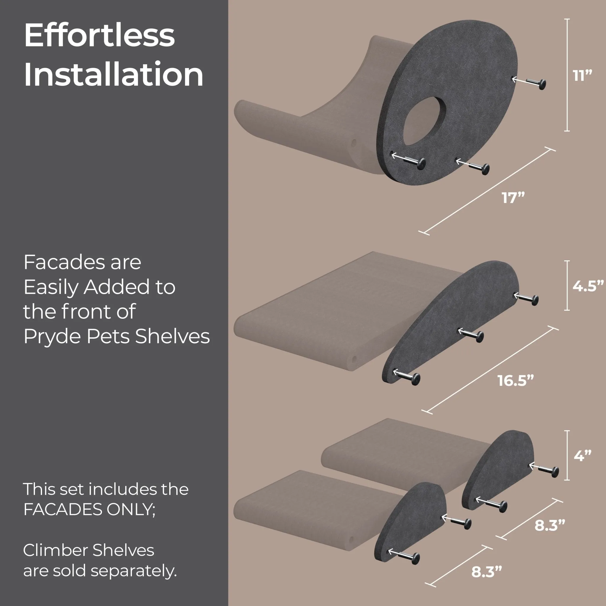 Set of 4 Charcoal Cat Climber Facade Add-Ons