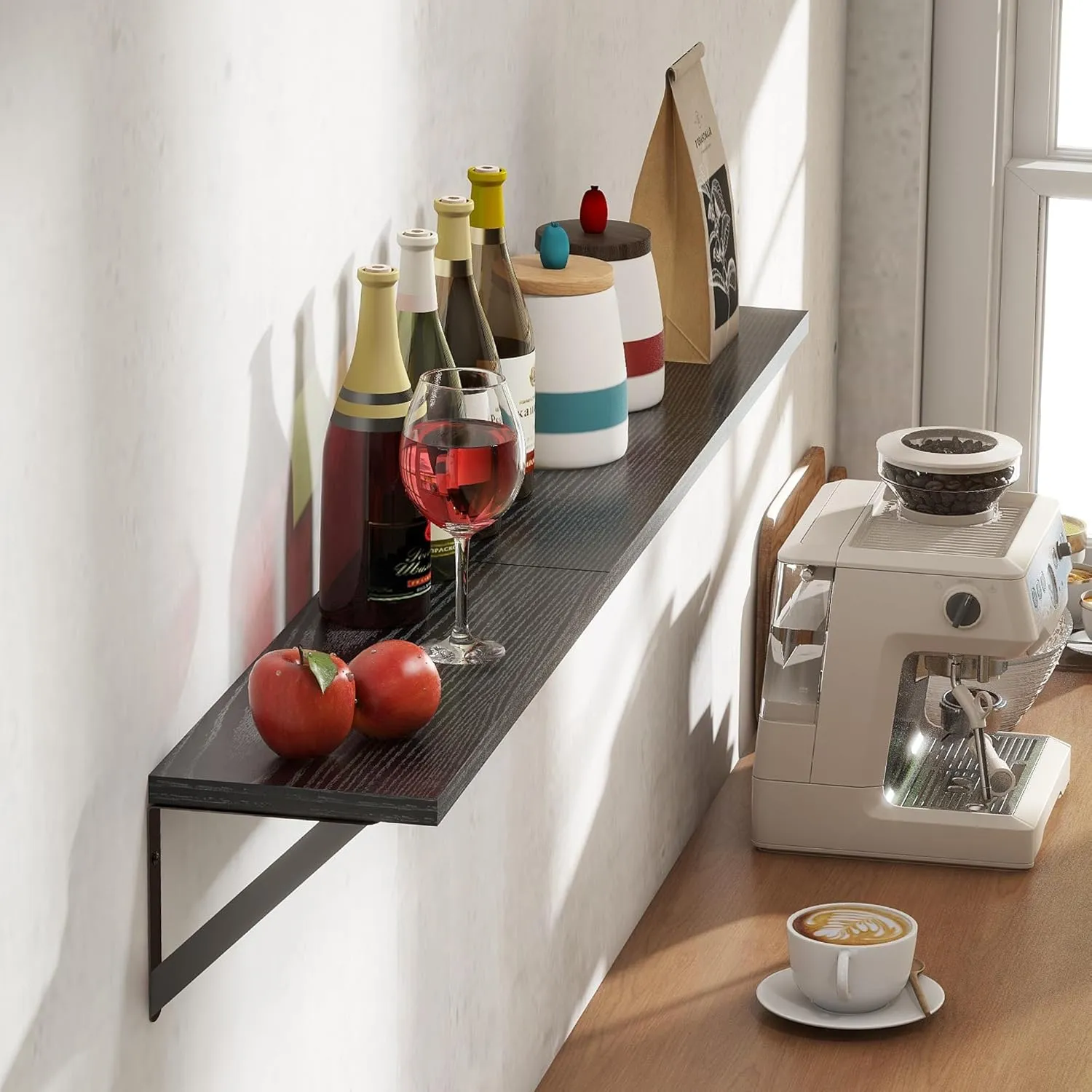 ShelfLoft 16.5" Wide x 5.9" Deep Black Floating Shelves with Black Bracket, Set of 3