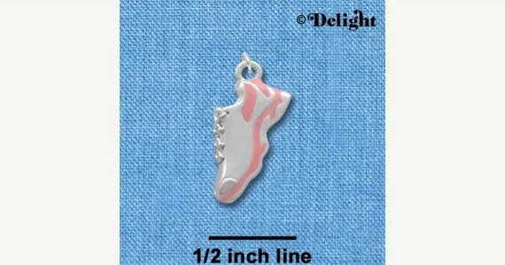 Silver Plated CROSS COUNTRY Running Shoe Pink Charm Pendant  che0328