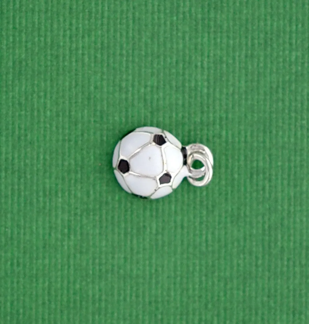 SOCCER BALL Deluxe Silver Plated Charm 8mm, che0253
