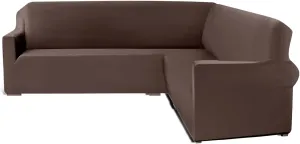 Sofa Cover L Shape Corner Sectional Couch Covers Soft and Stretchy Slipcovers Sectional Furniture Protector for Pets Fits Well Non-Slip Waterproof Universal Sofa Cover for Living Room (Brown)