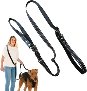 Sporn Ultimate Dog Leash All-in-One Standard Hands Free Leash for Medium Dogs, Strong Nylon Running Leash for Dogs with Reflective Stitching to Ensure Maximum Visibility at Night, Black