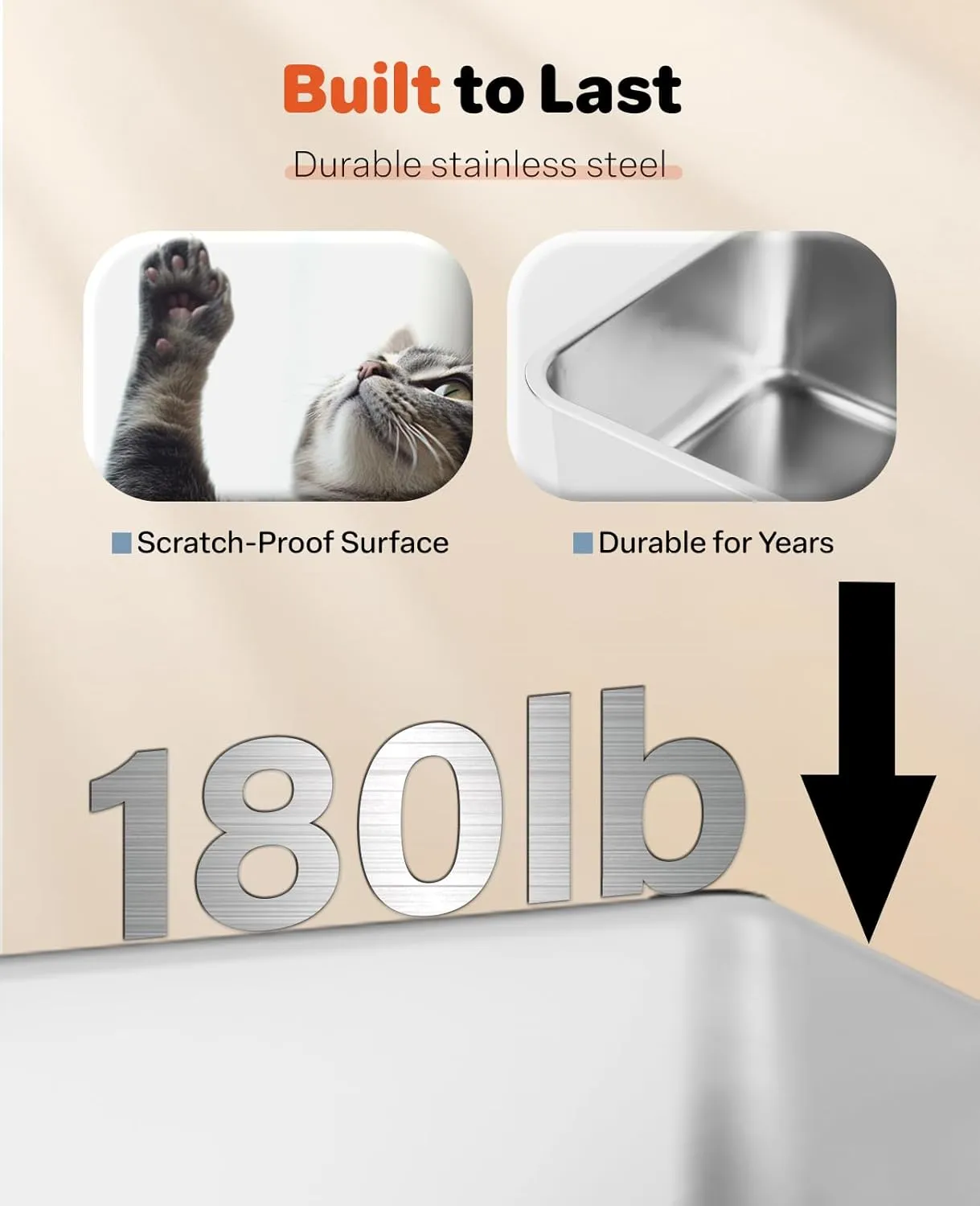 Stainless Steel Litter Box with Lid, Extra Large Metal Cat Box for Big Cats, High Sided Kitty Litter Box with Scoop & Pee Pads, XL, Open Top, Non-Sticky, Anti-Leakage, Easy to Clean (Black, X-Large)
