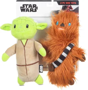 Star Wars 2piece Multipack Dog Toys - Yoda & Chewbacca Bobo Style Squeaky Plush Dog Toys