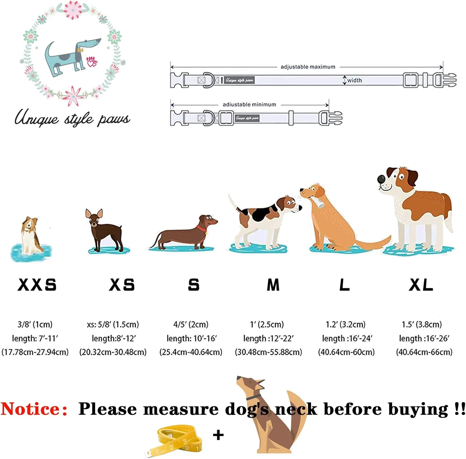 Unique style paws Dog Collar with Tie Adjustable Pink Bowtie Puppy Collars for Small Medium Large Dogs and Cats-S
