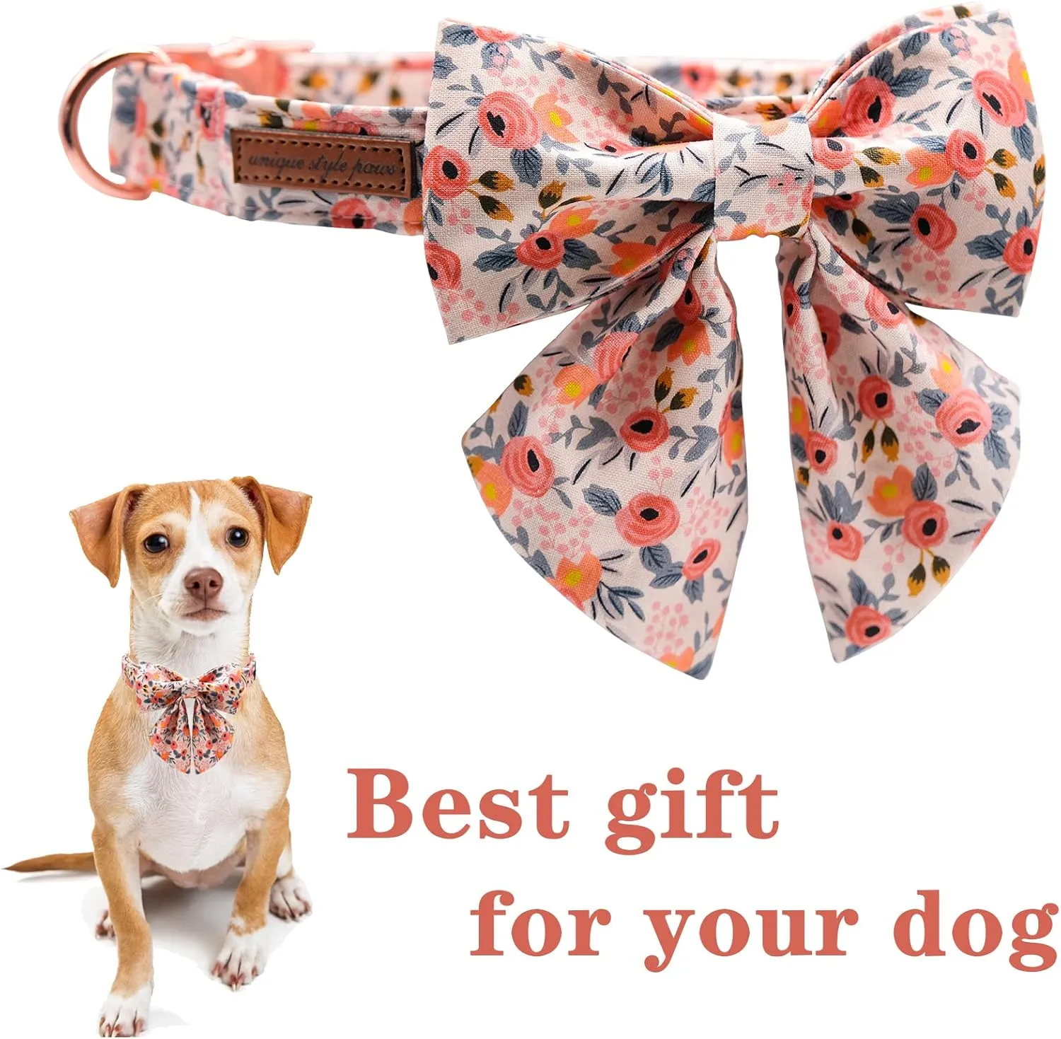 Unique style paws Dog Collar with Tie Adjustable Pink Bowtie Puppy Collars for Small Medium Large Dogs and Cats-S