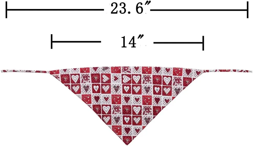 Valentine's Day Dog Bandana Reversible Triangle Bibs Scarf Accessories for Dogs Cats Pets Small