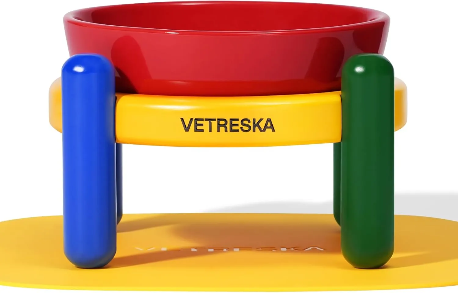 VETRESKA Elevated Dog Bowl with Bamboo Stand, Raised Ceramic Cat Dog Bowls Large,30.5OZ No Slip Food/Water Bowl Dog Feeding Station Dishes for Medium Large Pet