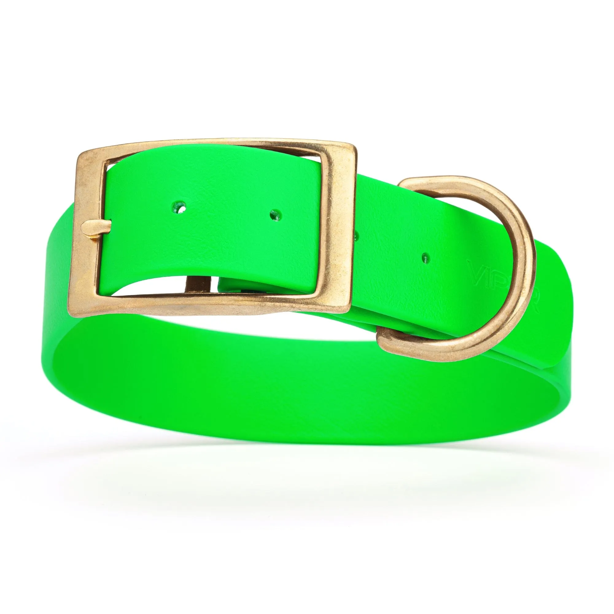 Viper Biothane Waterproof Dog Collar - Brass Hardware - Wide - Size L (16" - 20")