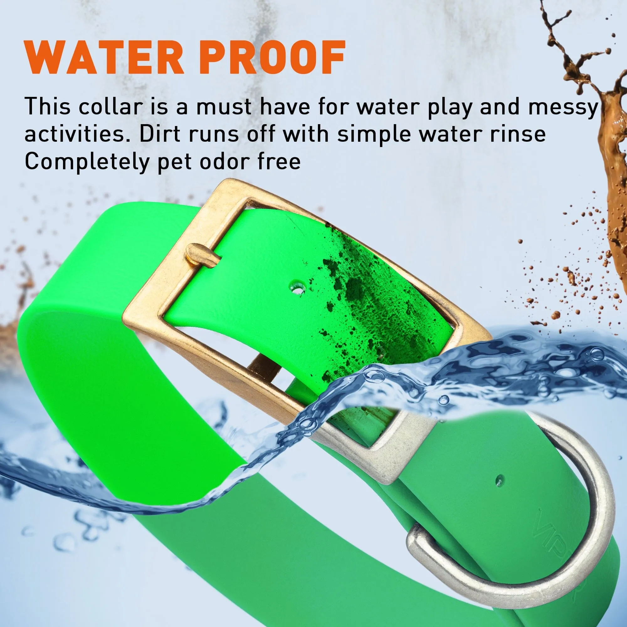 Viper Biothane Waterproof Dog Collar - Brass Hardware - Wide - Size L (16" - 20")