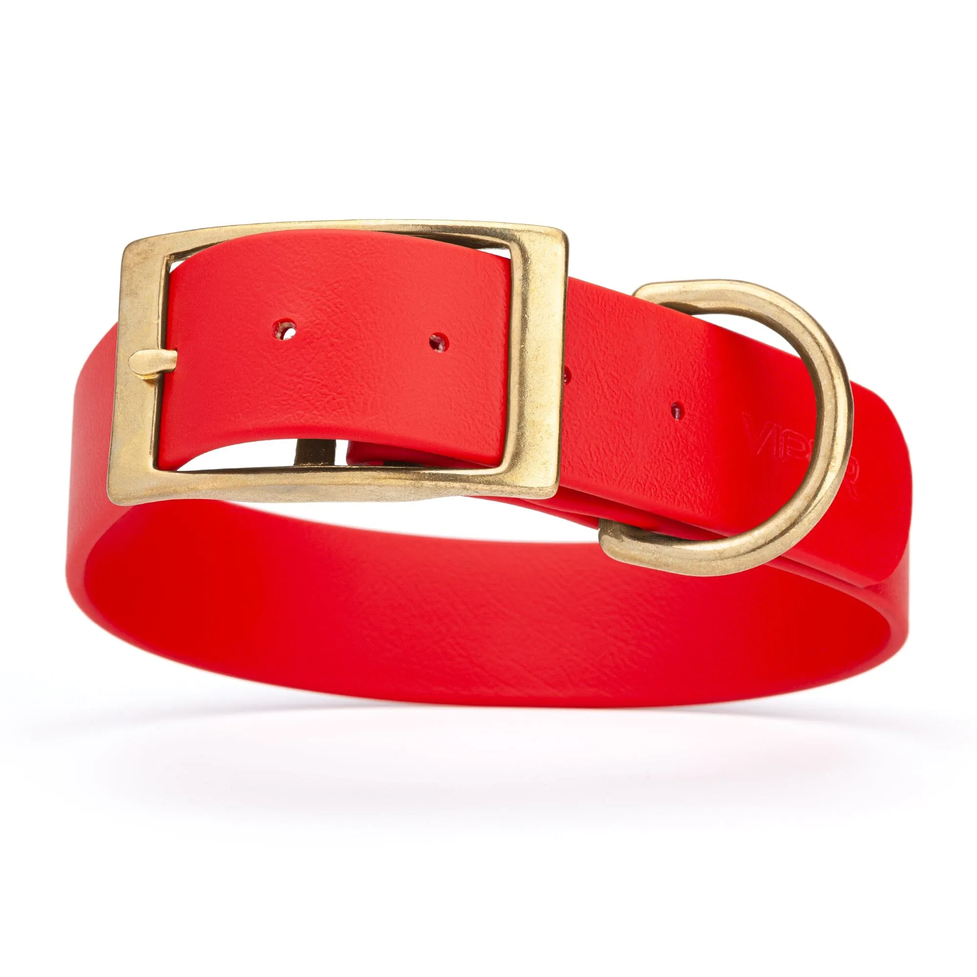 Viper Biothane Waterproof Dog Collar - Brass Hardware - Wide - Size L (16" - 20")