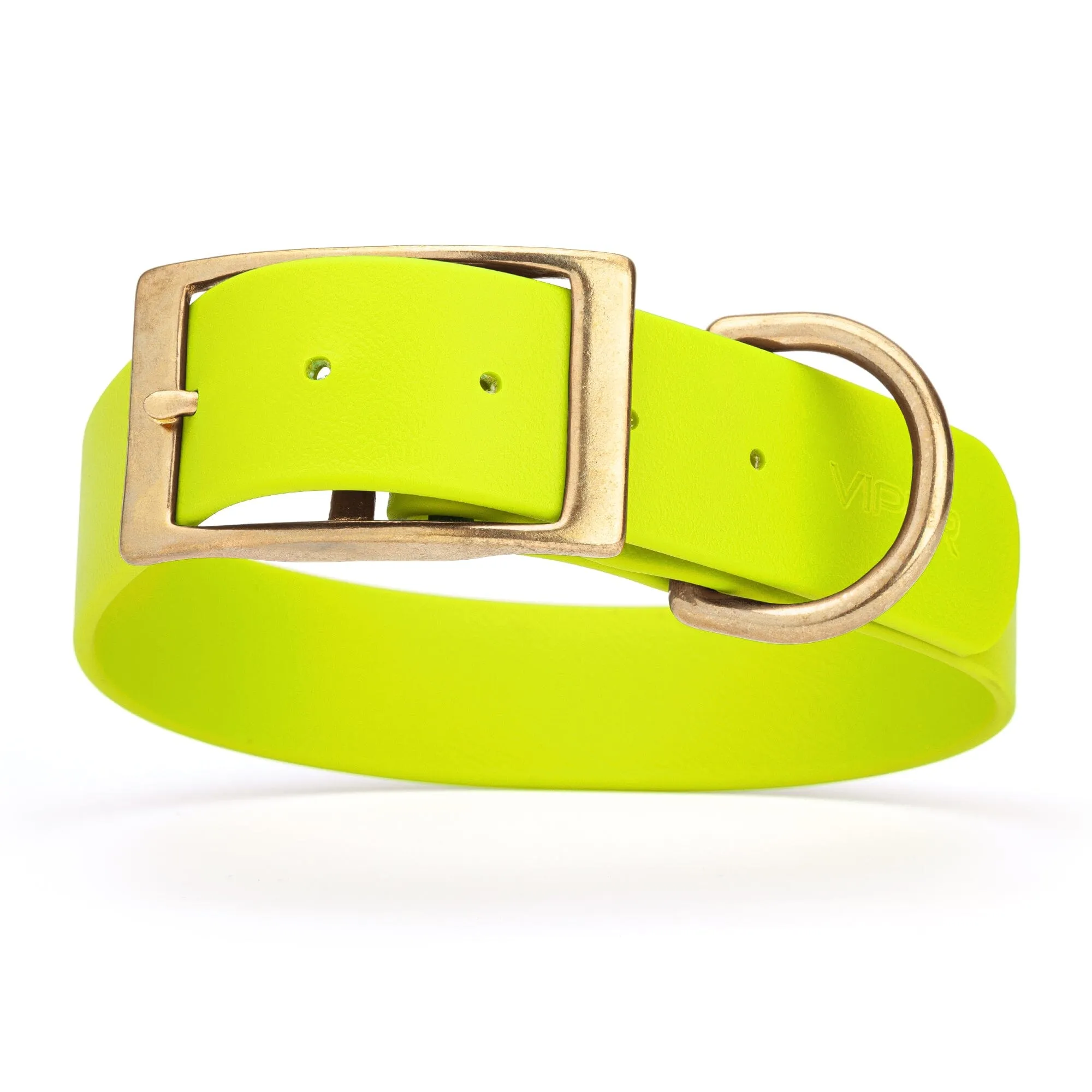 Viper Biothane Waterproof Dog Collar - Brass Hardware - Wide - Size L (16" - 20")