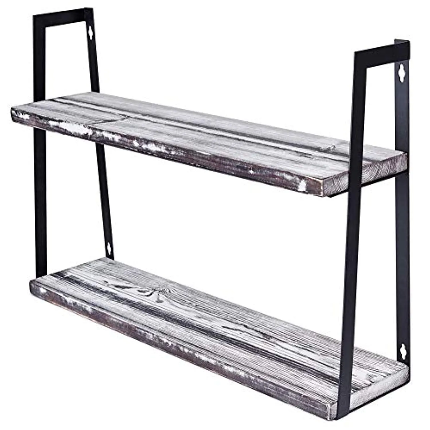 Wall Mount Rustic Shelves - Floating 2-Tier Hanging Shelf