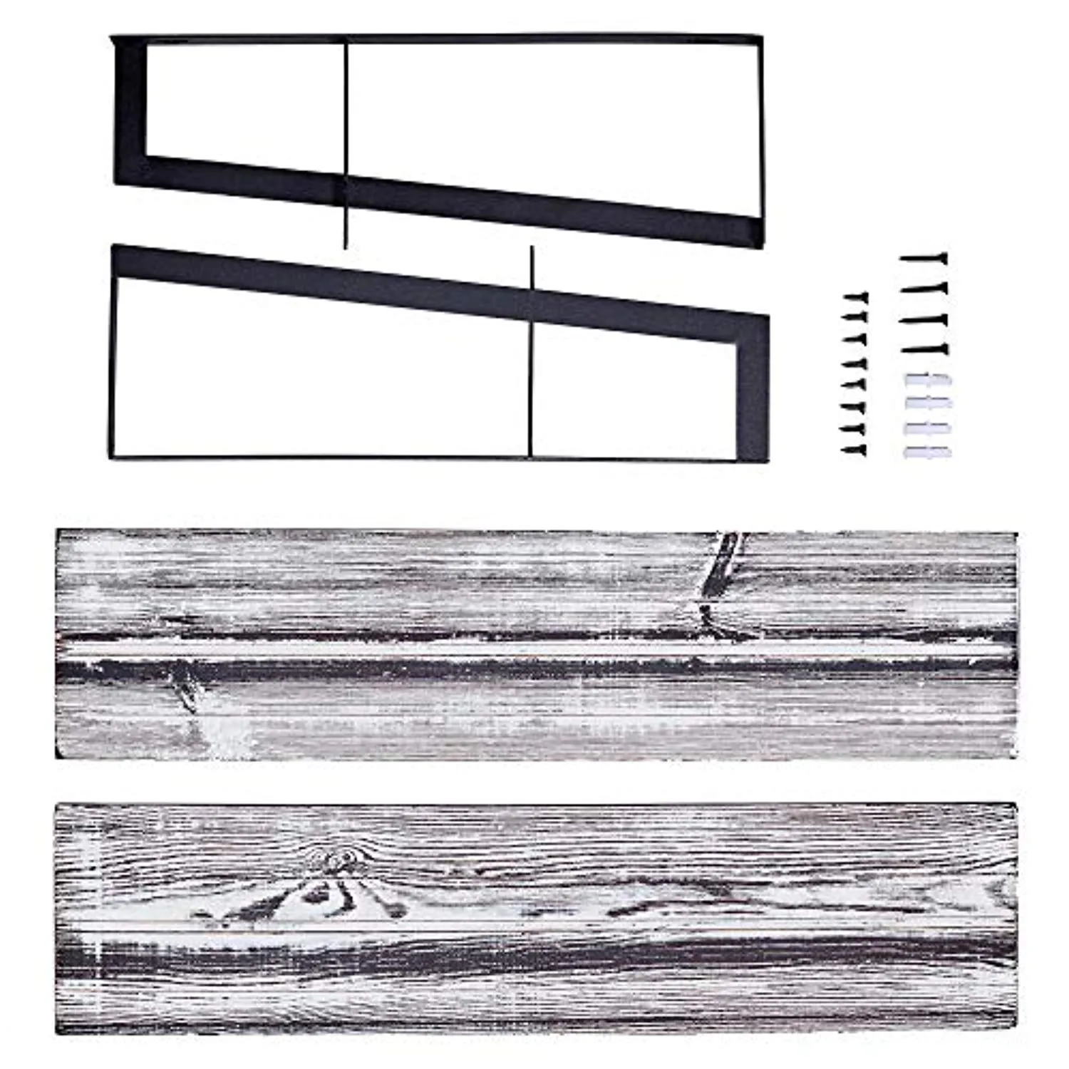 Wall Mount Rustic Shelves - Floating 2-Tier Hanging Shelf