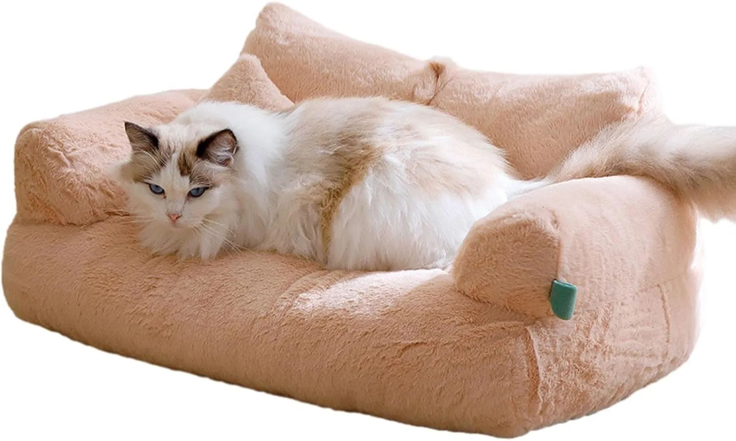 Washable Pet Sofa for Small Dogs Self Warming Kitten Cushion Soft Girl Puppy Sleeping Bed,Plush Sofa Bed for Dogs, Calming Pet Sofa, Plush Dog Sofa with Removable Washable Cover .,M,Beige