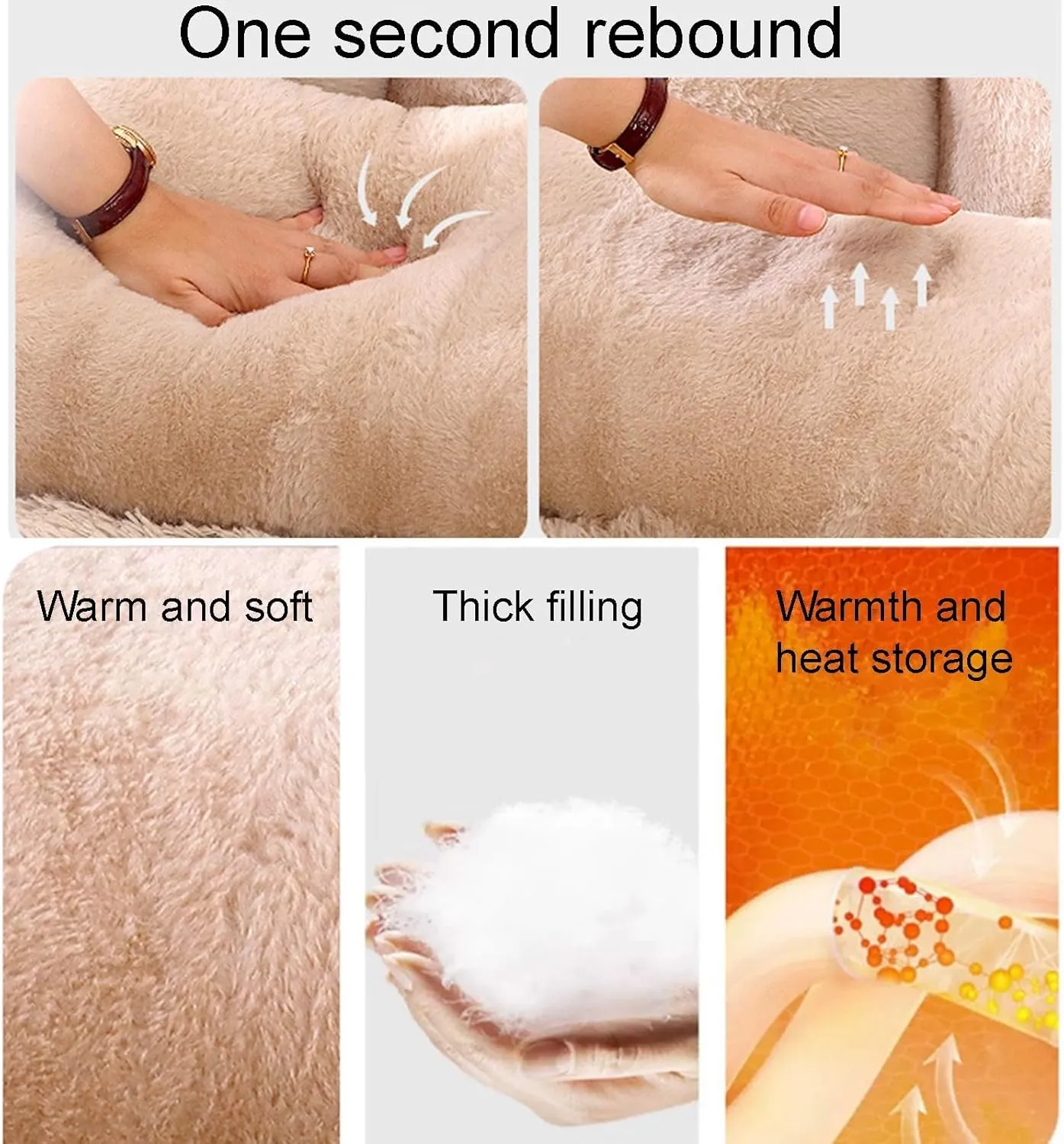 Washable Pet Sofa for Small Dogs Self Warming Kitten Cushion Soft Girl Puppy Sleeping Bed,Plush Sofa Bed for Dogs, Calming Pet Sofa, Plush Dog Sofa with Removable Washable Cover .,M,Beige