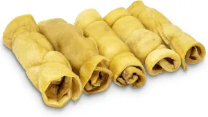 Water Buffalo Retriever Style Cheek Roll Dog Chews-5 Pack (Long Lasting Chews, Treats, Bones for Aggressive Chewers & Large Dogs) Great Substitute Pig Ears Dogs