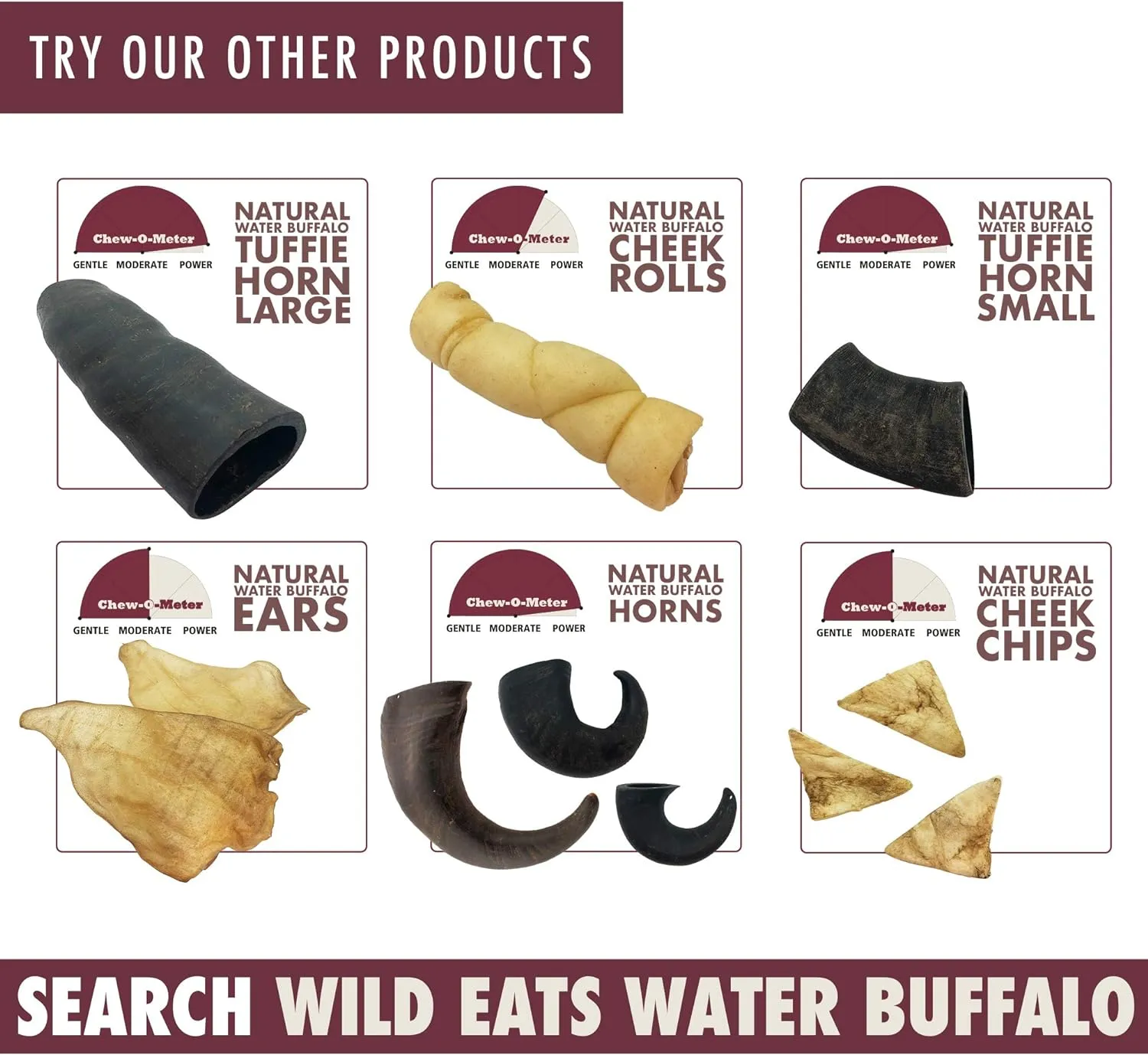 Water Buffalo Retriever Style Cheek Roll Dog Chews-5 Pack (Long Lasting Chews, Treats, Bones for Aggressive Chewers & Large Dogs) Great Substitute Pig Ears Dogs