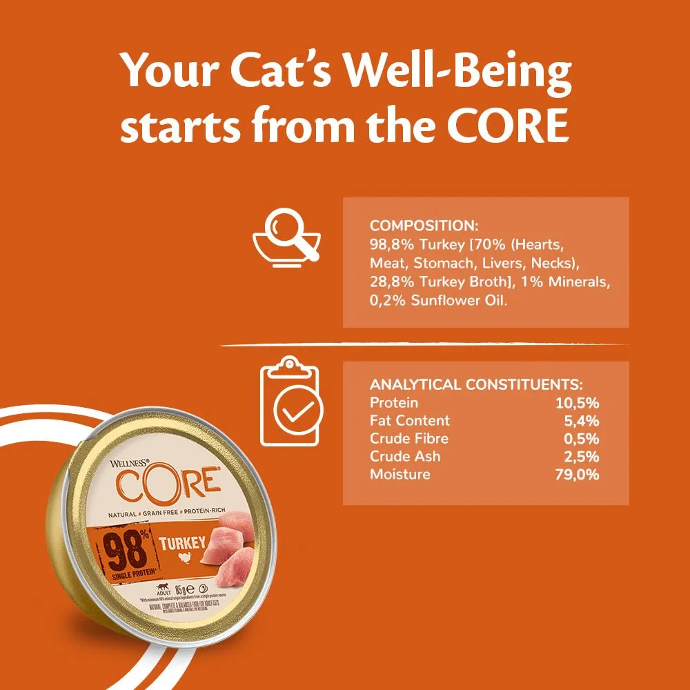 WELLNESS CORE Cat 98% Single Protein Turkey 85g