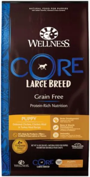 Wellness Core Natural Grain-Free Deboned Chicken and Turkey Large-Breed Puppy Formula Dry Dog Food - 24 Lbs