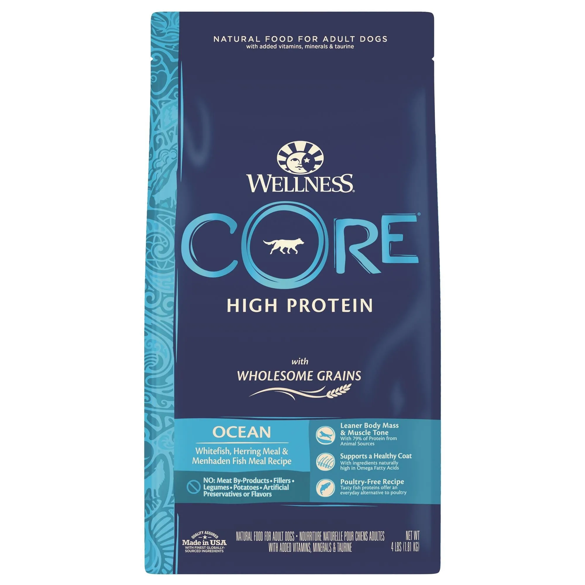 Wellness Core Oceans Recipe Whitefish Herring and Menhaden with Wholesome Grains Adult Dry Dog Food - 4 Lbs