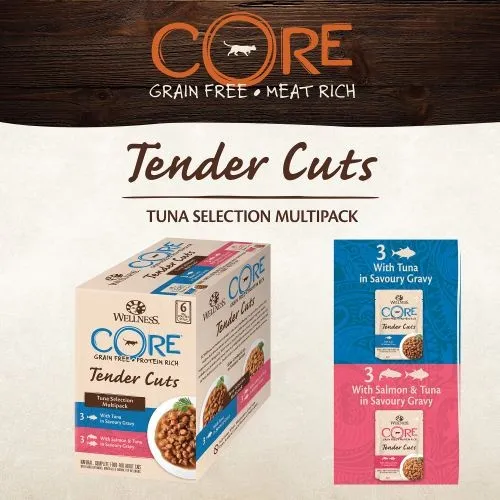 Wellness CORE Tender Cuts Tuna Selection Multipack Wet Adult Cat Food 6x85g