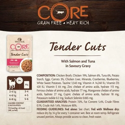 Wellness CORE Tender Cuts Tuna Selection Multipack Wet Adult Cat Food 6x85g