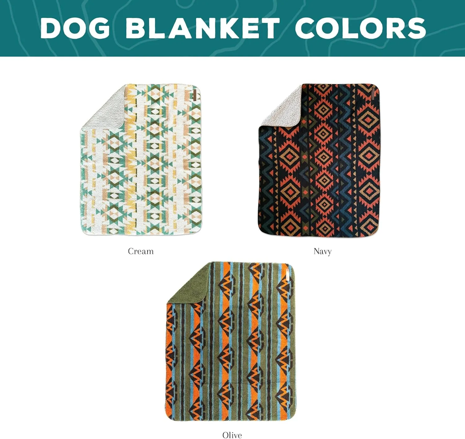 Wilderdog Sherpa Fleece Waterproof Dog Blanket - 50" x 40" - Cream