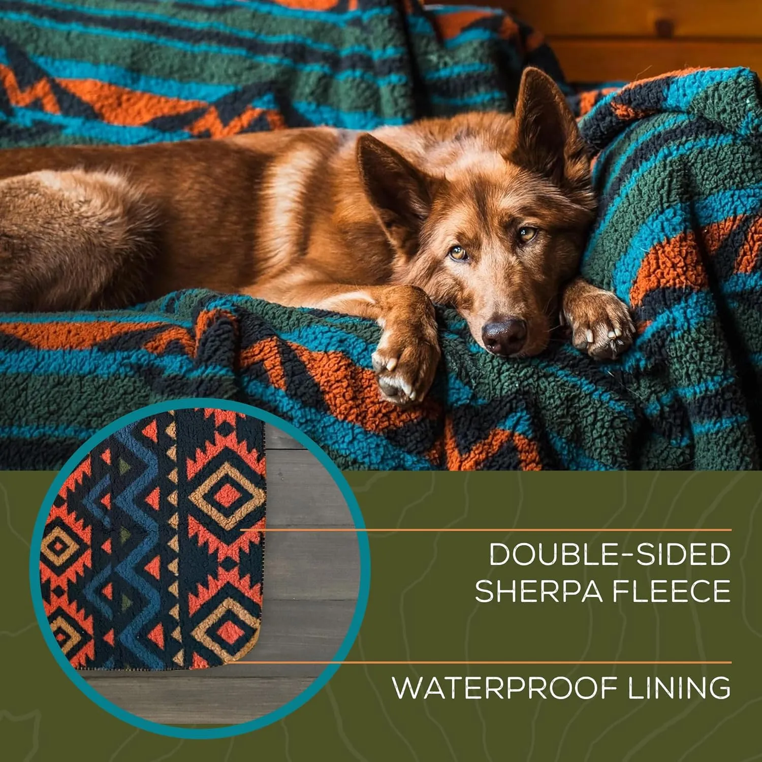 Wilderdog Sherpa Fleece Waterproof Dog Blanket - 50" x 40" - Cream