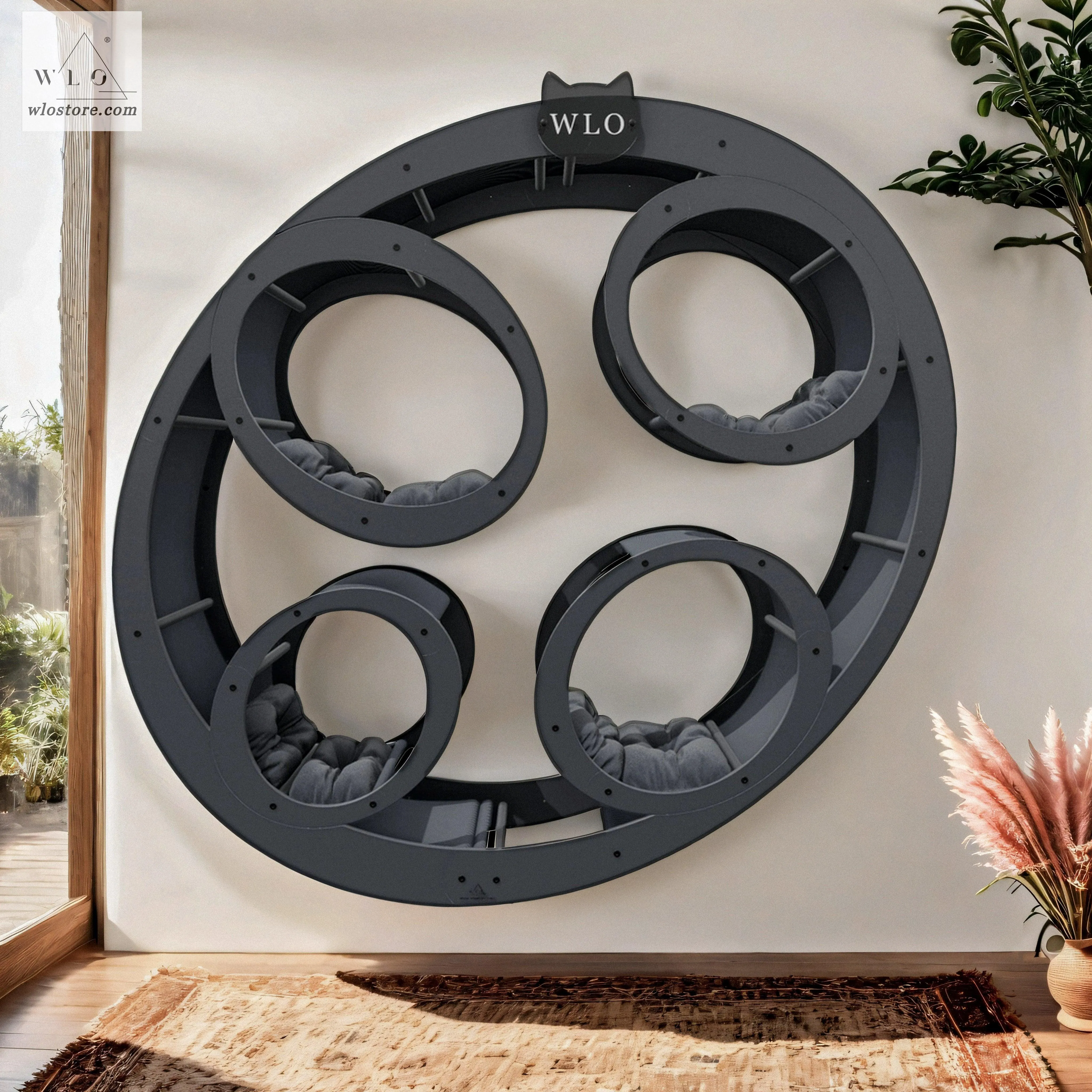WLO® Gray Rounded Compact Cat Shelf