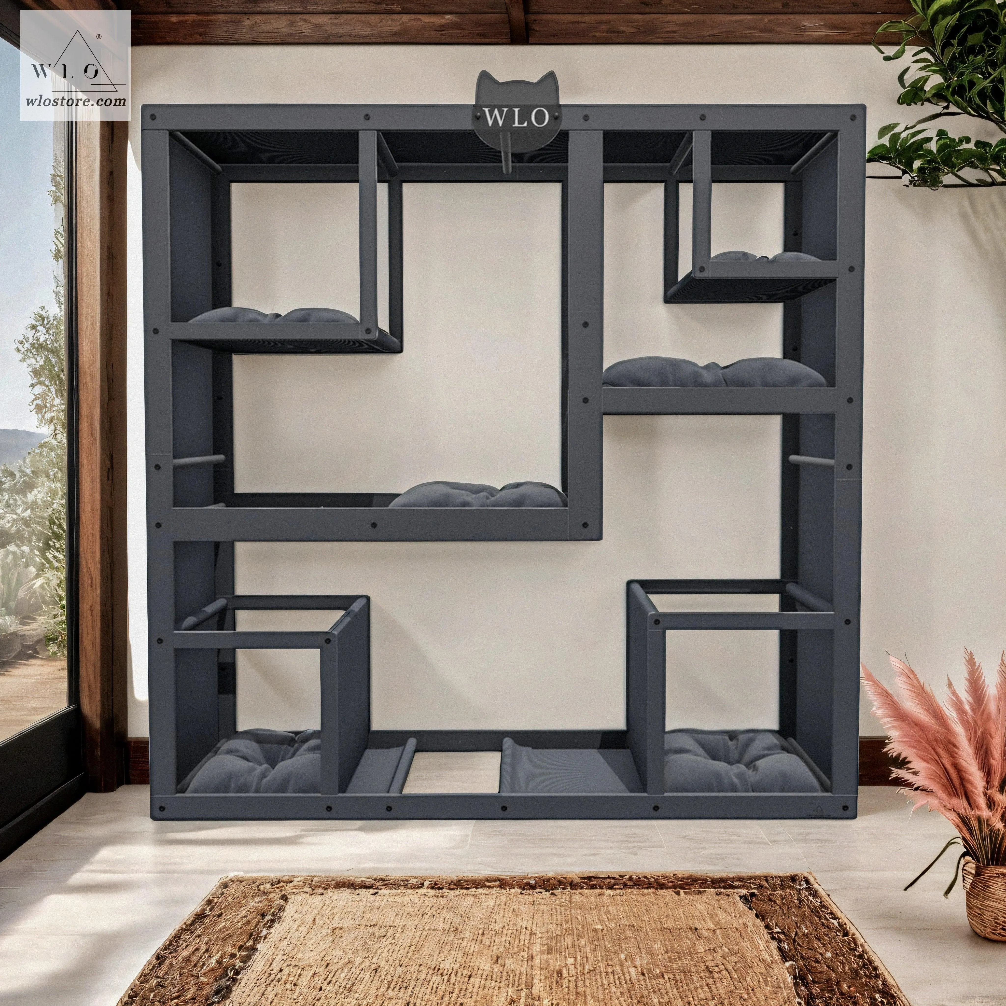WLO® Gray Square Compact Cat Shelf