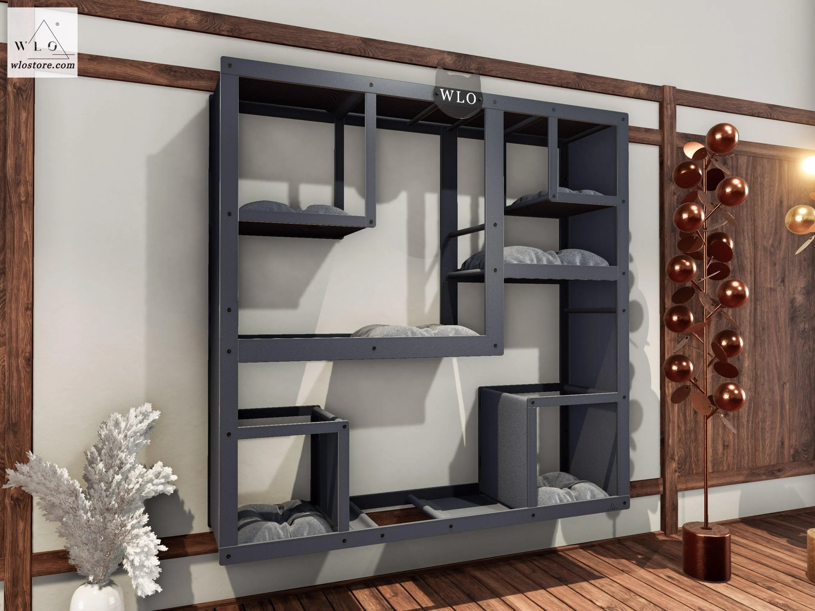WLO® Gray Square Compact Cat Shelf