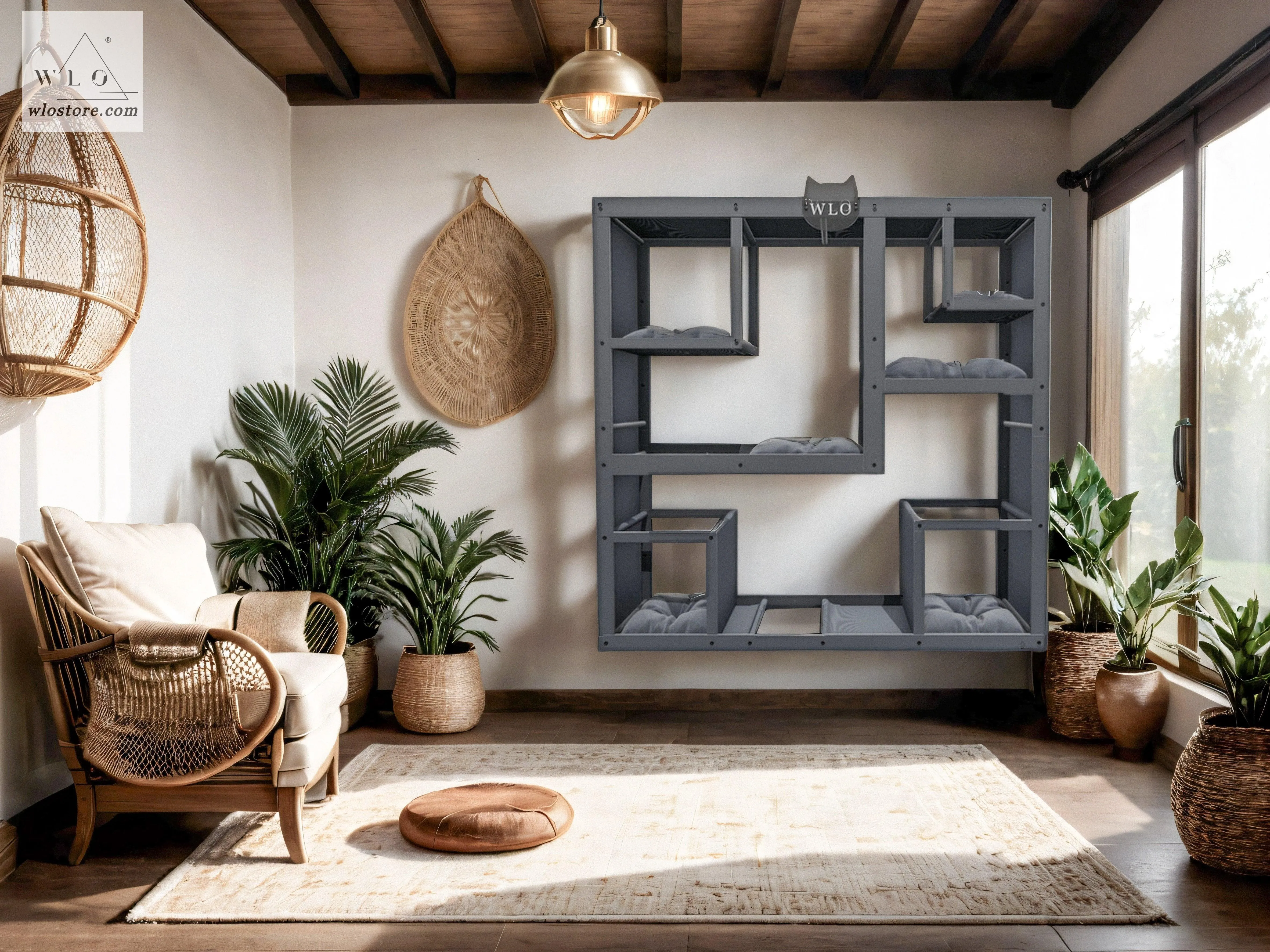 WLO® Gray Square Compact Cat Shelf